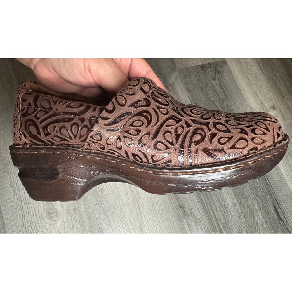 boc Brown Laser-Cut Leather Slip-On Clogs - Picture 10 of 10
